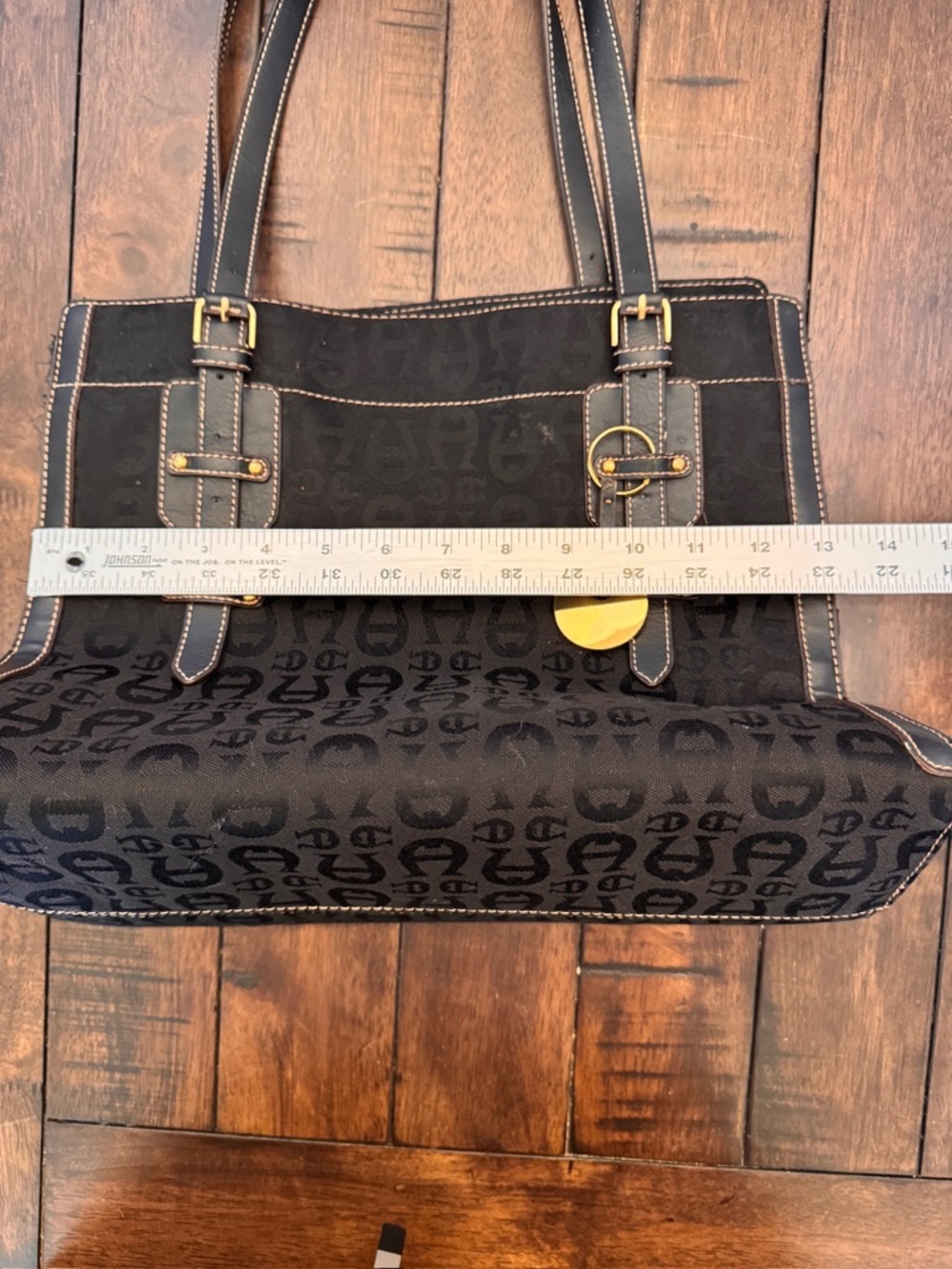 Vintage Etienne Aigner Womens Black Monogram Shoulder Bag Y2K Preppy Classy Boho - Picture 12 of 13